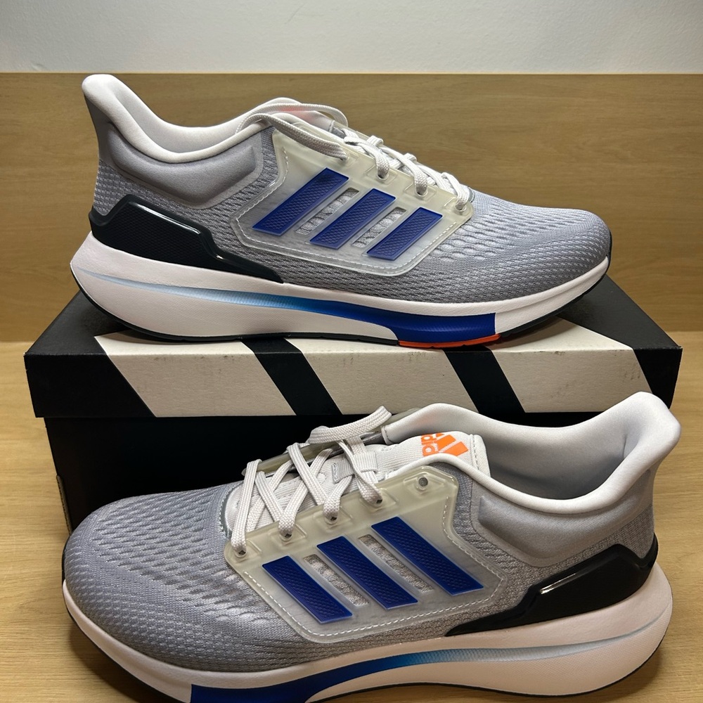 Adidas EQ21 Men Sz 8.5 Running Sneakers Blue And White GY2195 New
